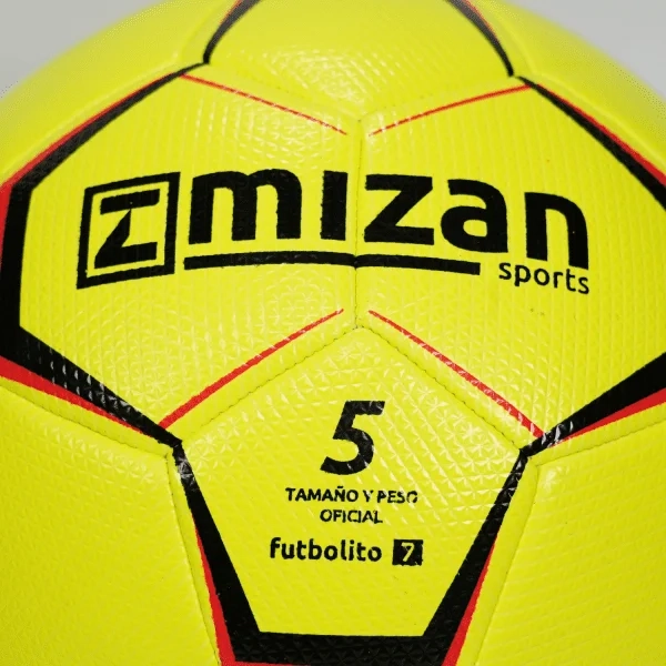BALON FUTBOL 7 N°5 COLOR AMARILLO FLUOR MARCA MIZAN - 2