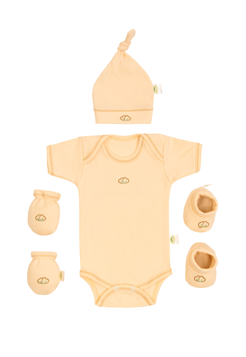 AJUAR ALGODON UNISEX BABY MINK BEIGE ORGANICO NEW BORN - 1