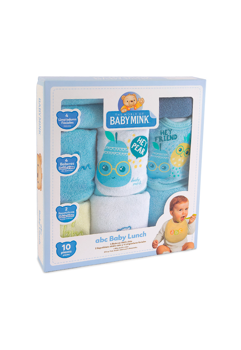 SET BABY MINK ABC LUNCH COMER NEW BORN UNISEX 0 A 12 MESES AZUL - 4