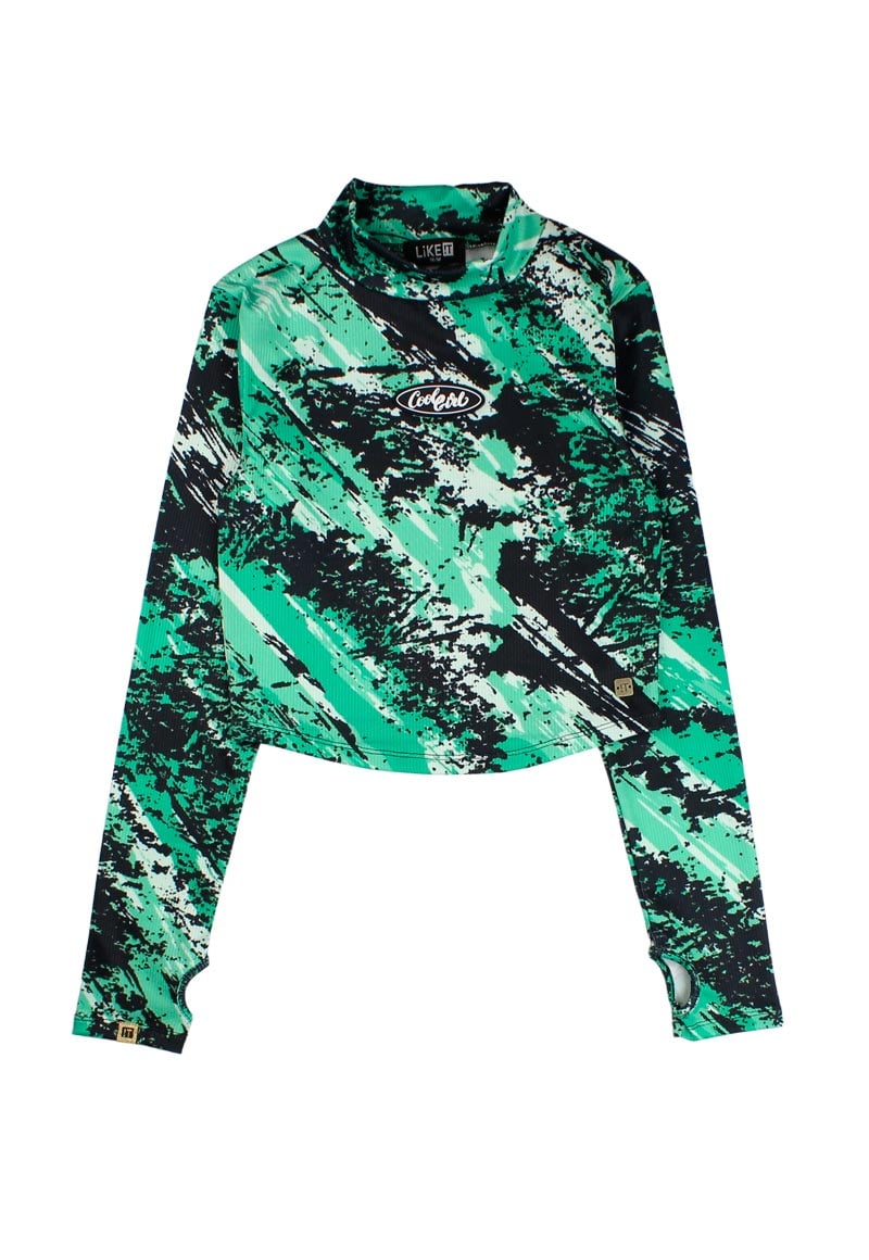 POLERA NIÑA LIKE IT FULL PRINTS FREED TEENS VERDE - 1