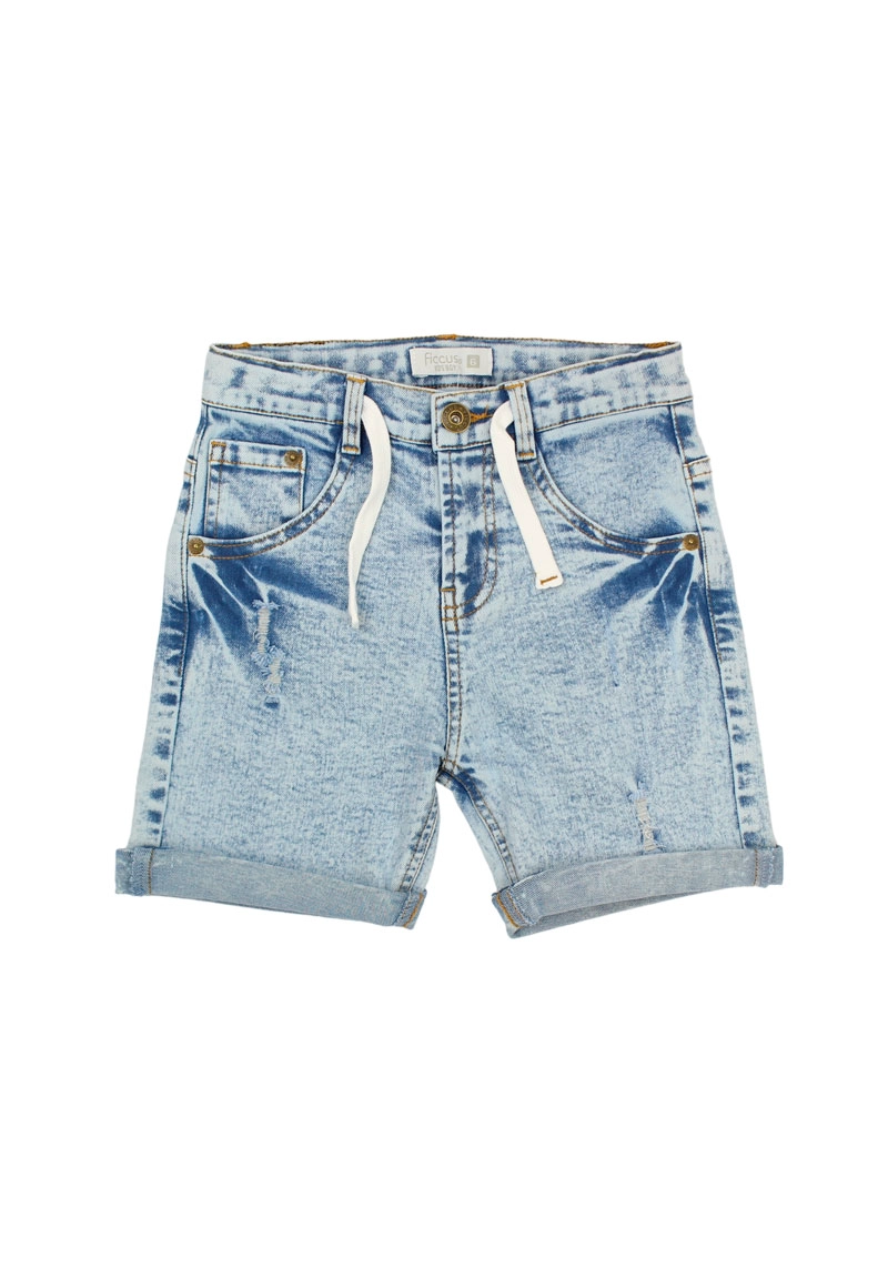 BERMUDA ALGODÓN NIÑO FICCUS AZUL LISA OASIS KIDS - 1