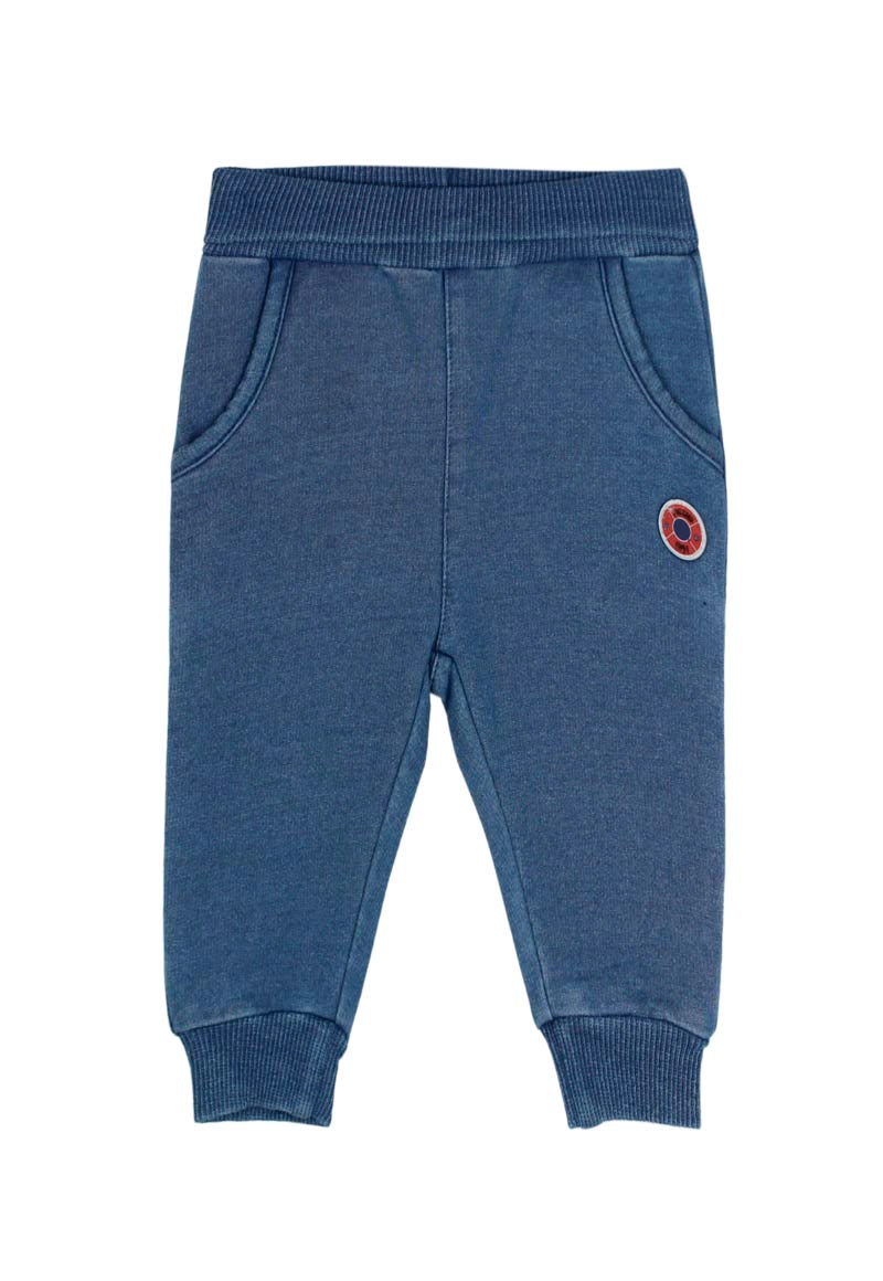 PANTALÓN ALGODÓN NIÑO FICCUS AZUL SEA NEW BORN - 1