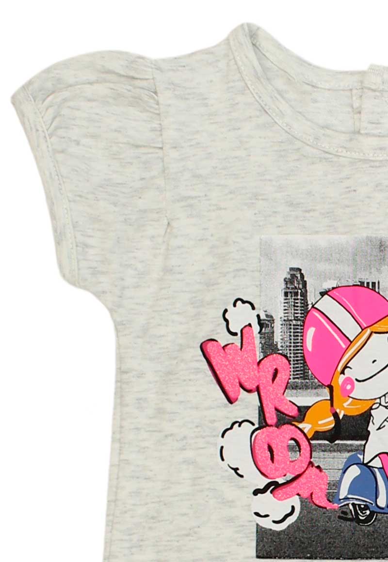 POLERA ALGODÓN NIÑA FICCUS ESTAMPADA URBANA GO BEBÉ GRIS MELANGE - 3