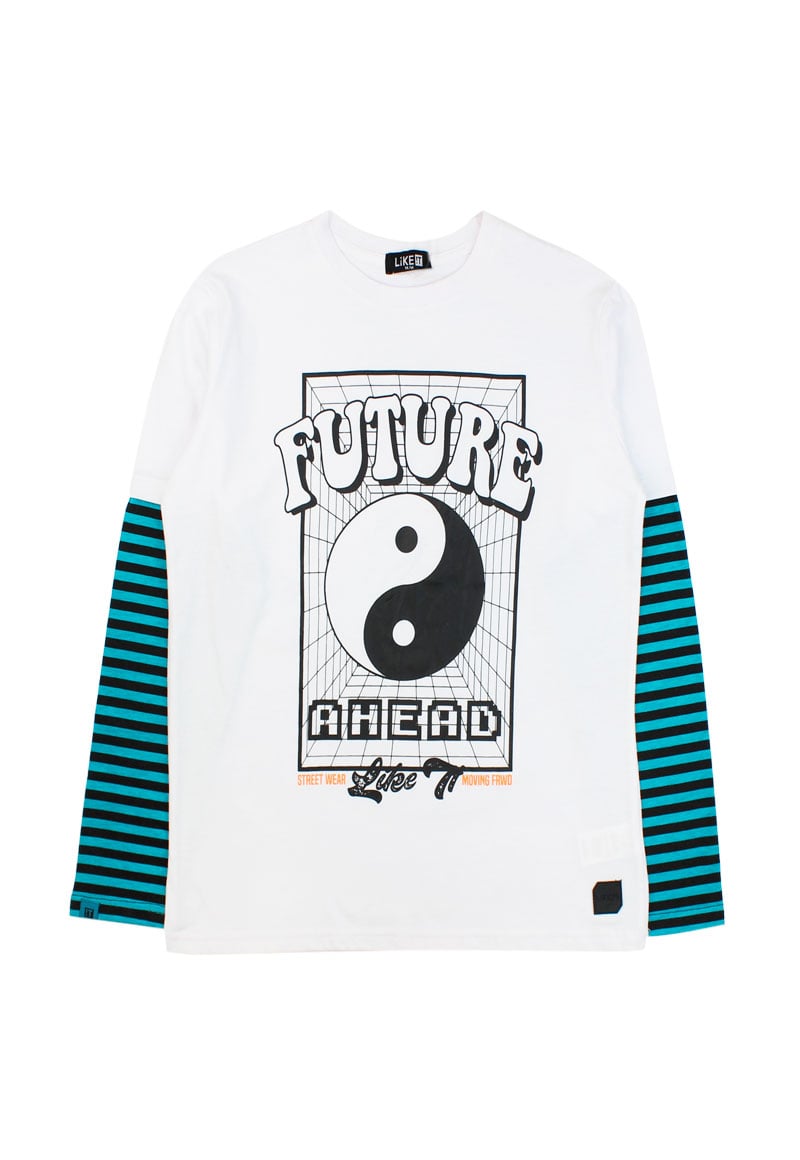 POLERA MANGA LARGA ALGODÓN NIÑO LIKE IT REVOLUTION TEENS BLANCO - 1