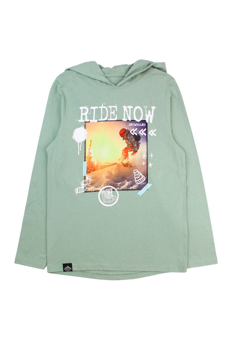 POLERA MANGA LARGA ALGODÓN NIÑO FICCUS ARCTIC JUNIOR VERDE LIMA - 1