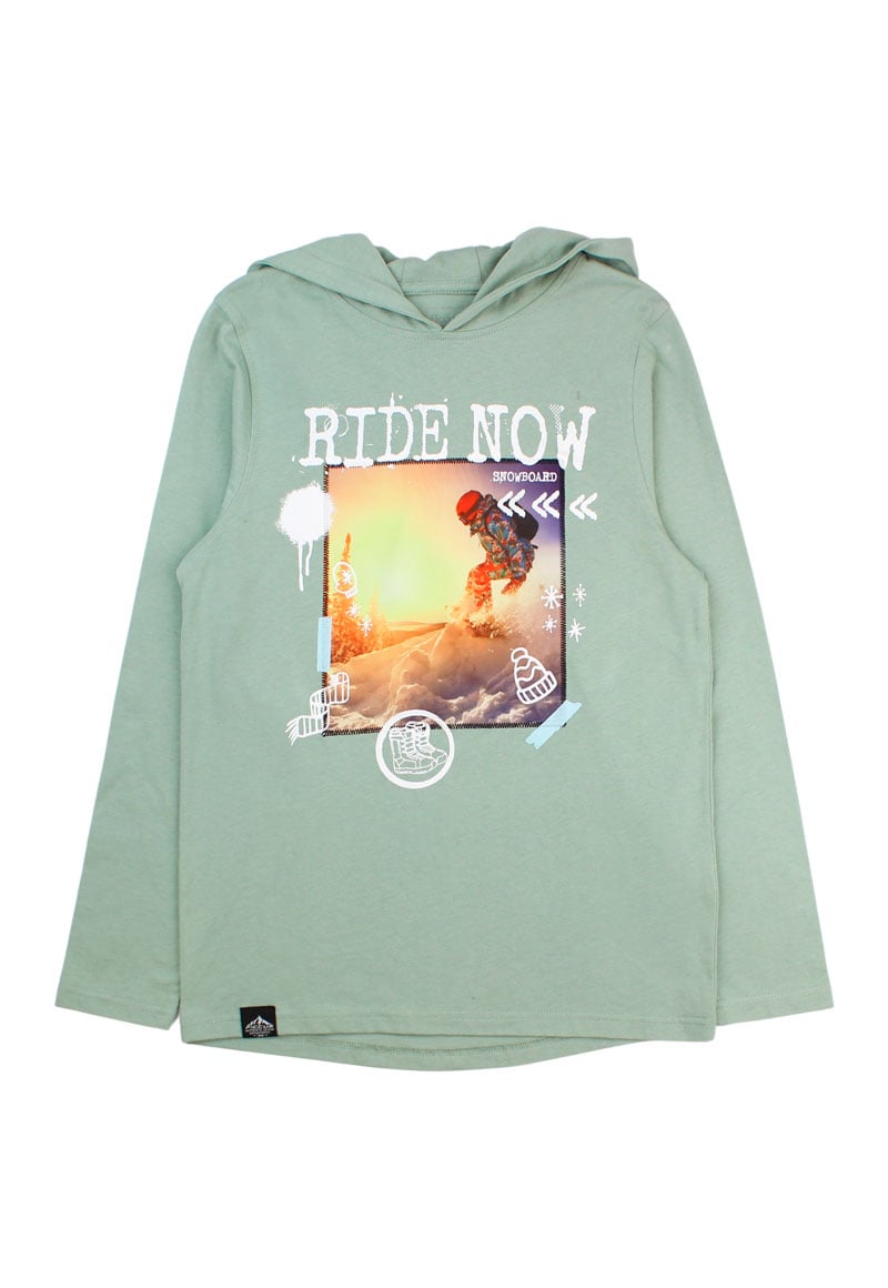 POLERA MANGA LARGA ALGODÓN NIÑO FICCUS ARCTIC JUNIOR VERDE LIMA - 1