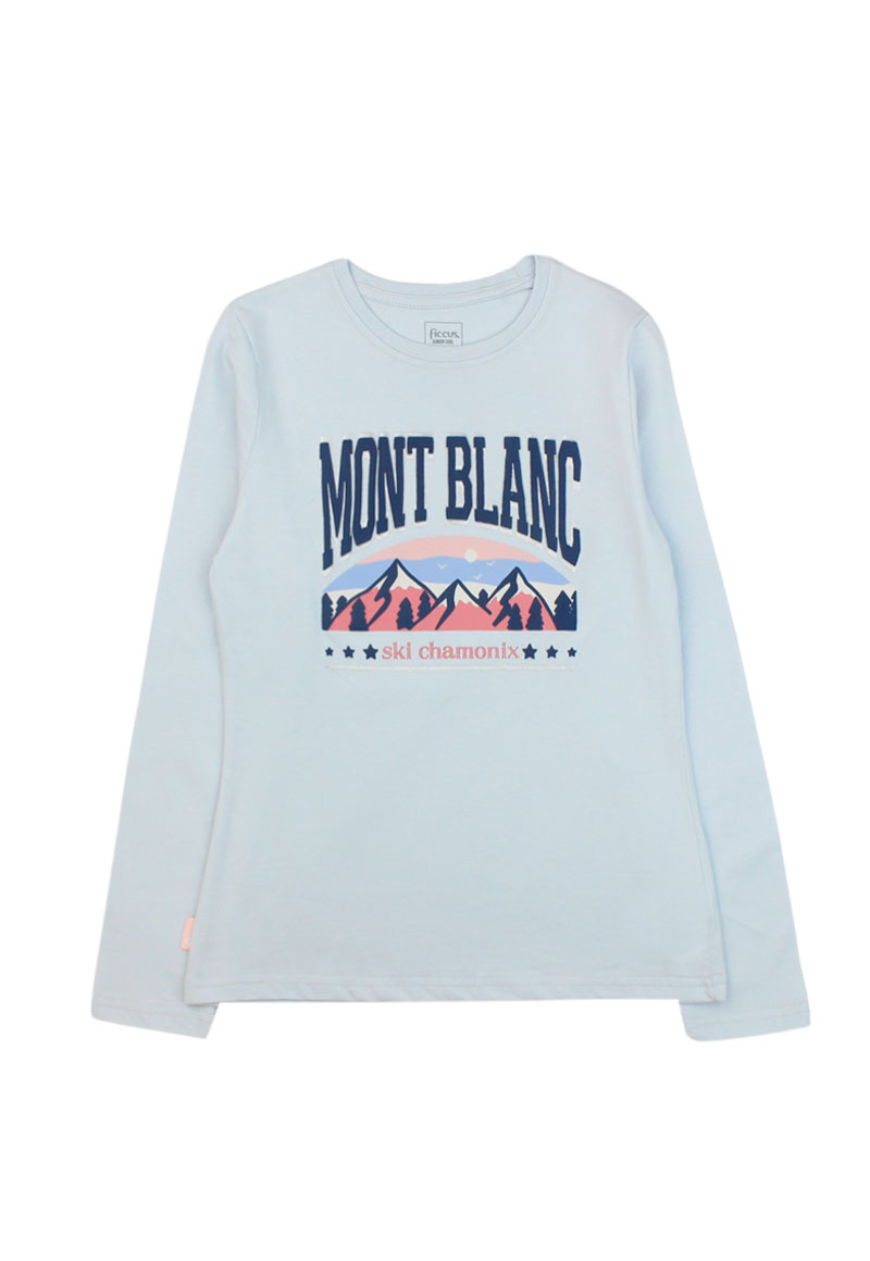 POLERA MANGA LARGA ALGODÓN NIÑA FICCUS ARCTIC JUNIOR CELESTE - 1