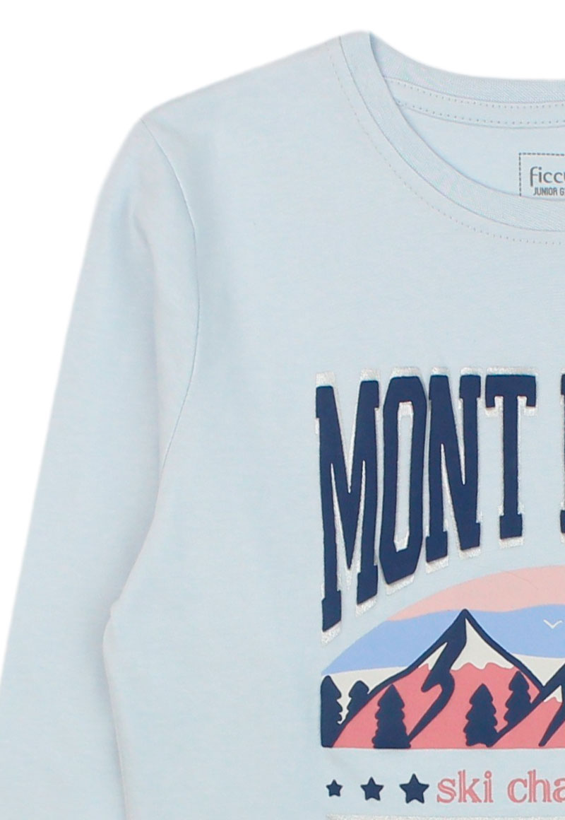 POLERA MANGA LARGA ALGODÓN NIÑA FICCUS ARCTIC JUNIOR CELESTE - 3