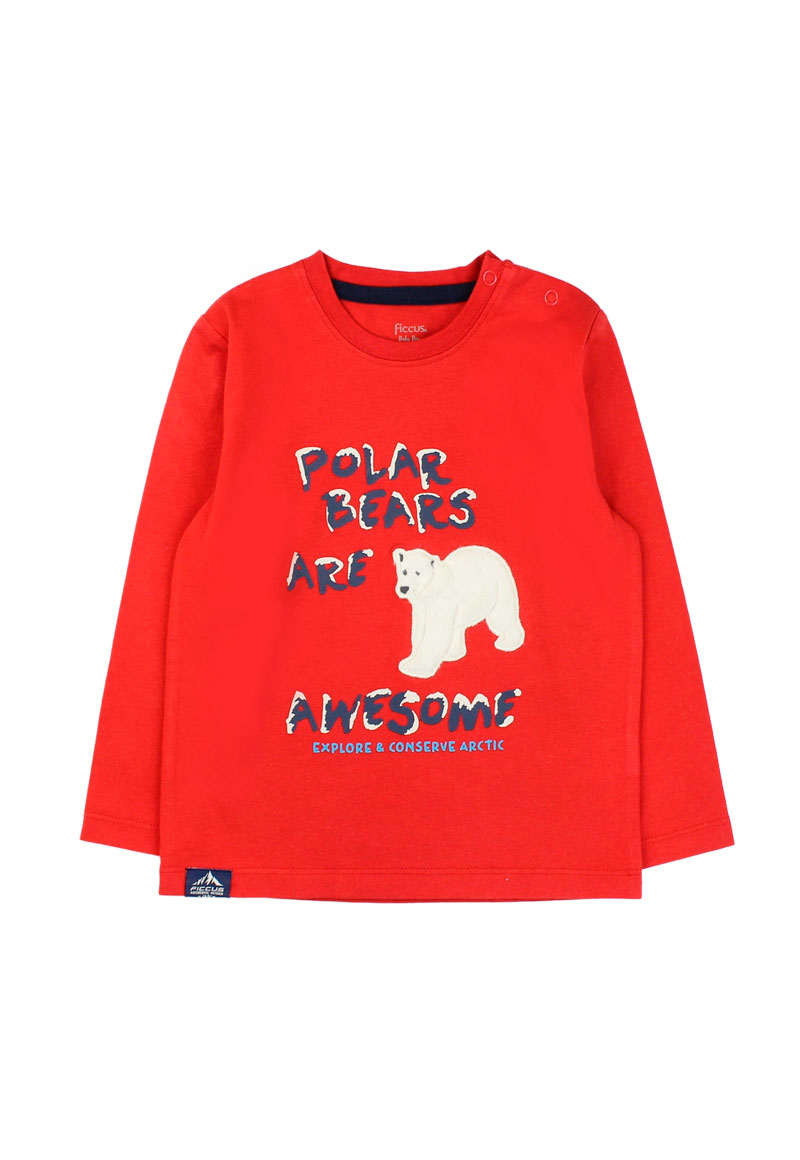POLERA MANGA LARGA ALGODÓN NIÑO FICCUS ARCTIC BEBÉ ROJO - 1