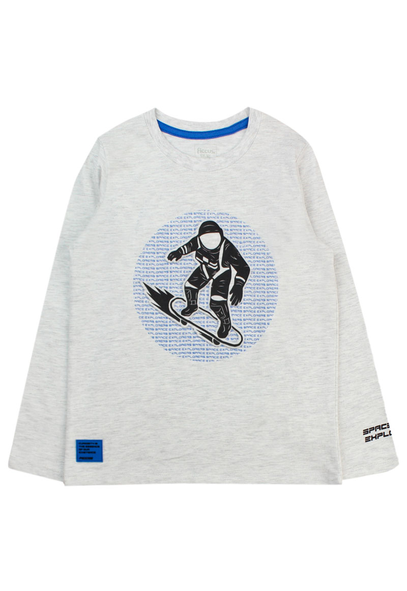 POLERA MANGA LARGA ALGODÓN NIÑO FICCUS COSMIC KIDS GRIS - 1