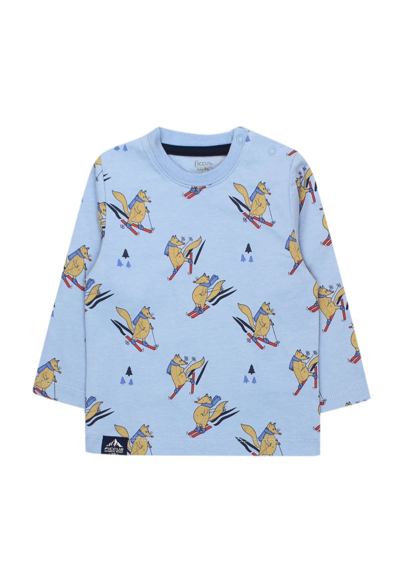 POLERA MANGA LARGA ALGODÓN NIÑO FICCUS ARCTIC BEBÉ CELESTE - 1