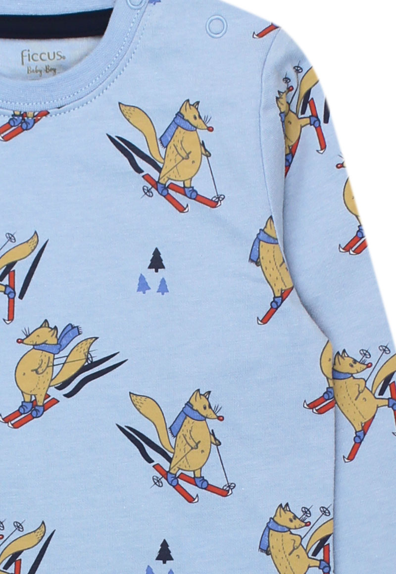POLERA MANGA LARGA ALGODÓN NIÑO FICCUS ARCTIC BEBÉ CELESTE - 3