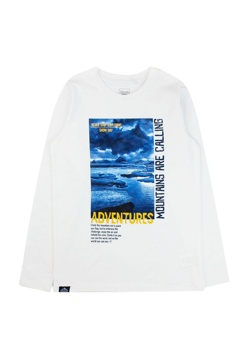 POLERA MANGA LARGA ALGODÓN NIÑO FICCUS ARCTIC JUNIOR BLANCO - 1