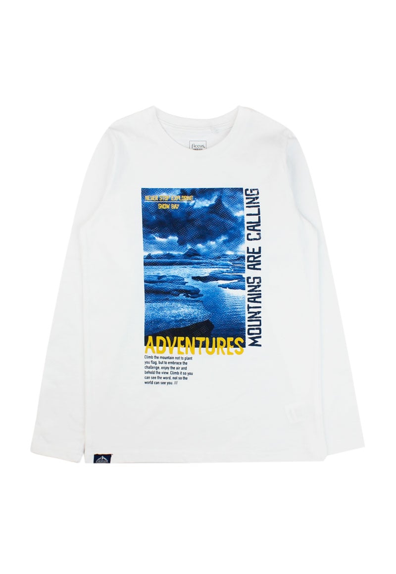 POLERA MANGA LARGA ALGODÓN NIÑO FICCUS ARCTIC JUNIOR BLANCO - 1