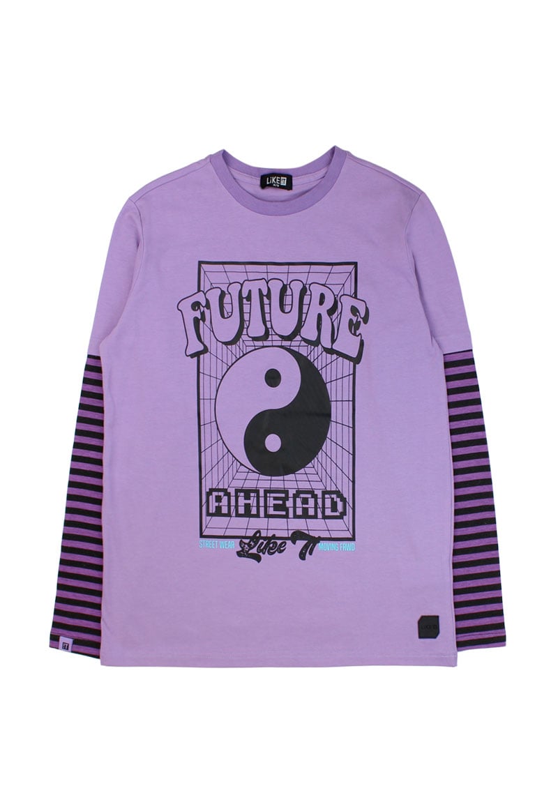 POLERA MANGA LARGA ALGODÓN NIÑO LIKE IT REVOLUTION TEENS MORADO - 1