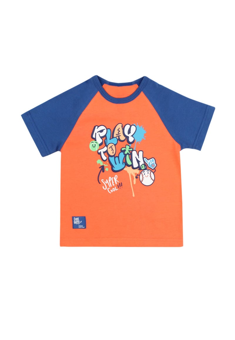 POLERA ALGODÓN NIÑO FICCUS MANGA RANGLAN ENERGY NARANJO BEBÉ NARANJO 3 A 24 MESES 6 / 12 M - 1