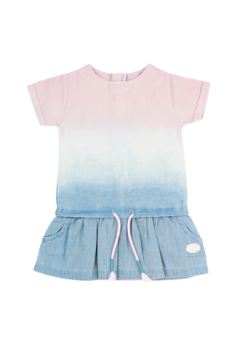 VESTIDO ALGODON NIÑA FICCUS AZUL MALIBU BEBE 3 A 24 MESES 3 / 6 M - 1