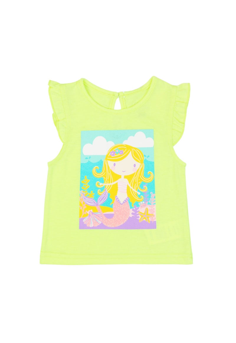 POLERA ALGODÓN NIÑA FICCUS VUELOS MALIBU BEBÉ VERDE LIMÓN 3 A 24 MESES 3 / 6 M - 1