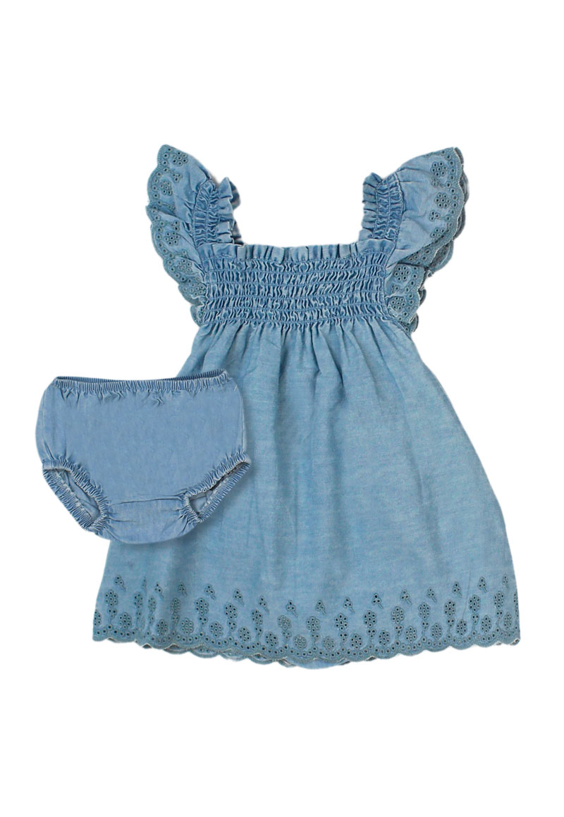 BODY ALGODON NIÑA FICCUS AZUL VESTIDO ICE CREAM NEW BORN 0 A 6 MESES 6 M - 1