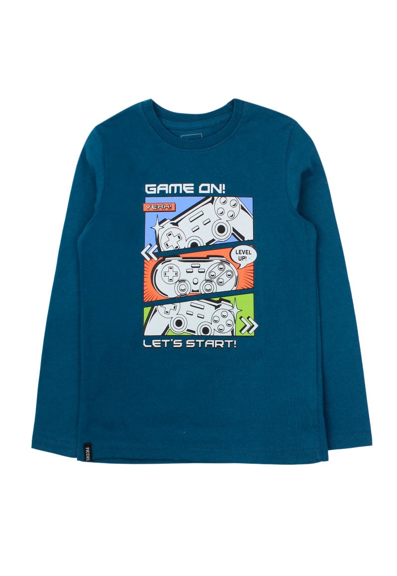 POLERA ALGODÓN NIÑO FICCUS VERDE PETRÓLEO - 1