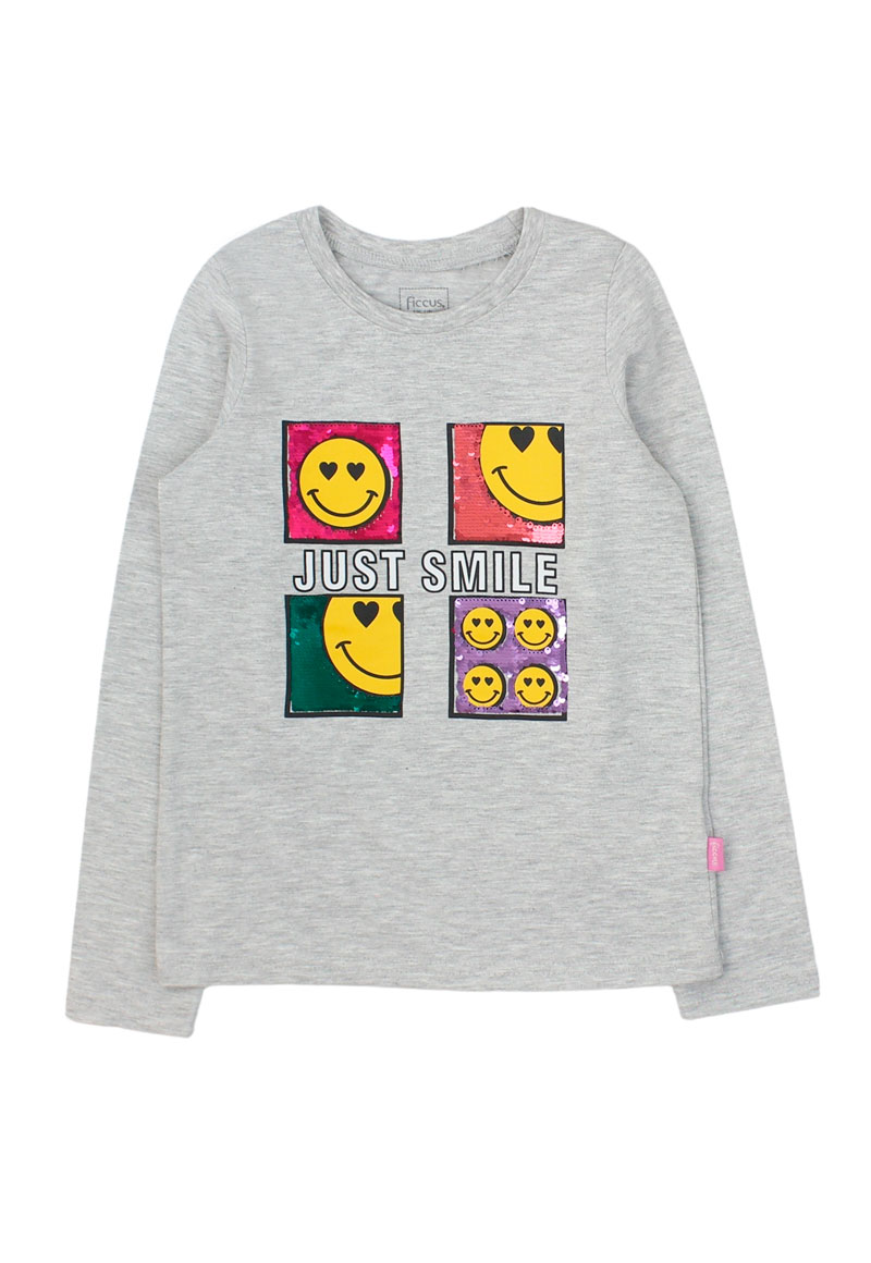 POLERA ALGODÓN NIÑA FICCUS GRIS MELANGE - 1