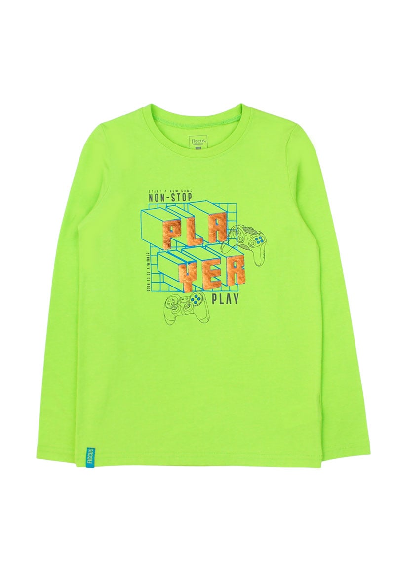 POLERA ALGODÓN NIÑO FICCUS VERDE LIMÓN - 1