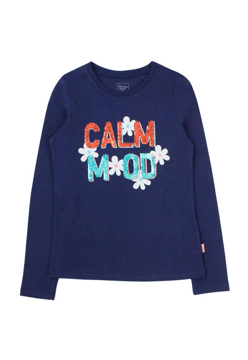 POLERA ALGODÓN NIÑA FICCUS AZUL - 1