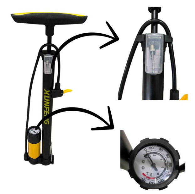 BOMBÍN DE PIE ALUMINIO NEGRO - 160 PSI - 2