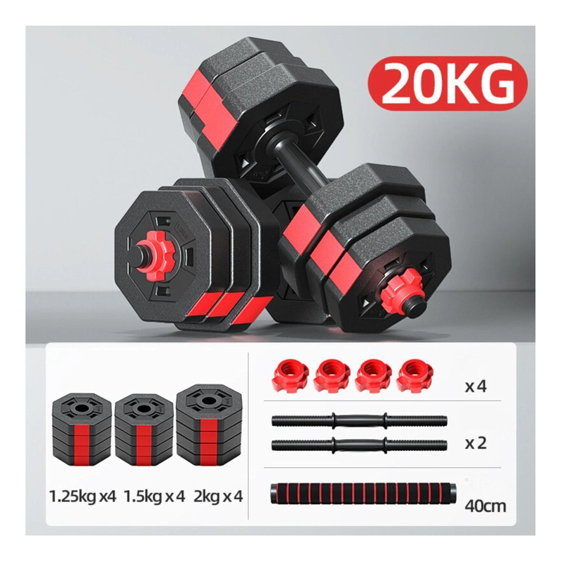 SET MANCUERNAS AJUSTABLES 20 KG CON BARRA YEP - 2