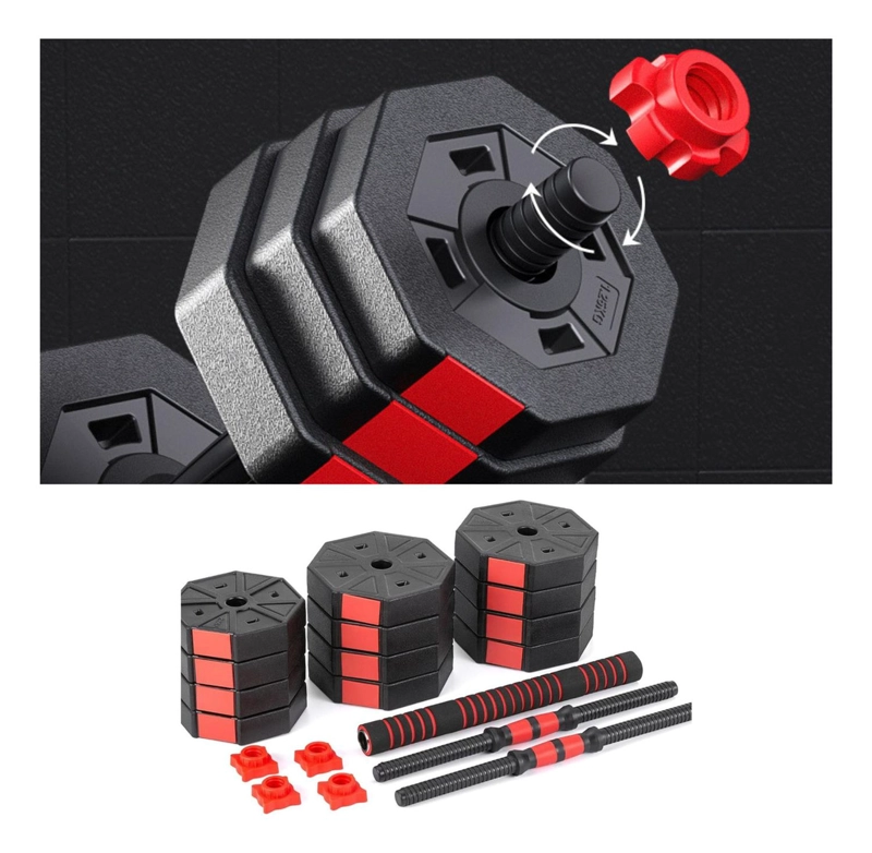 SET MANCUERNAS AJUSTABLES 20 KG CON BARRA YEP - 8