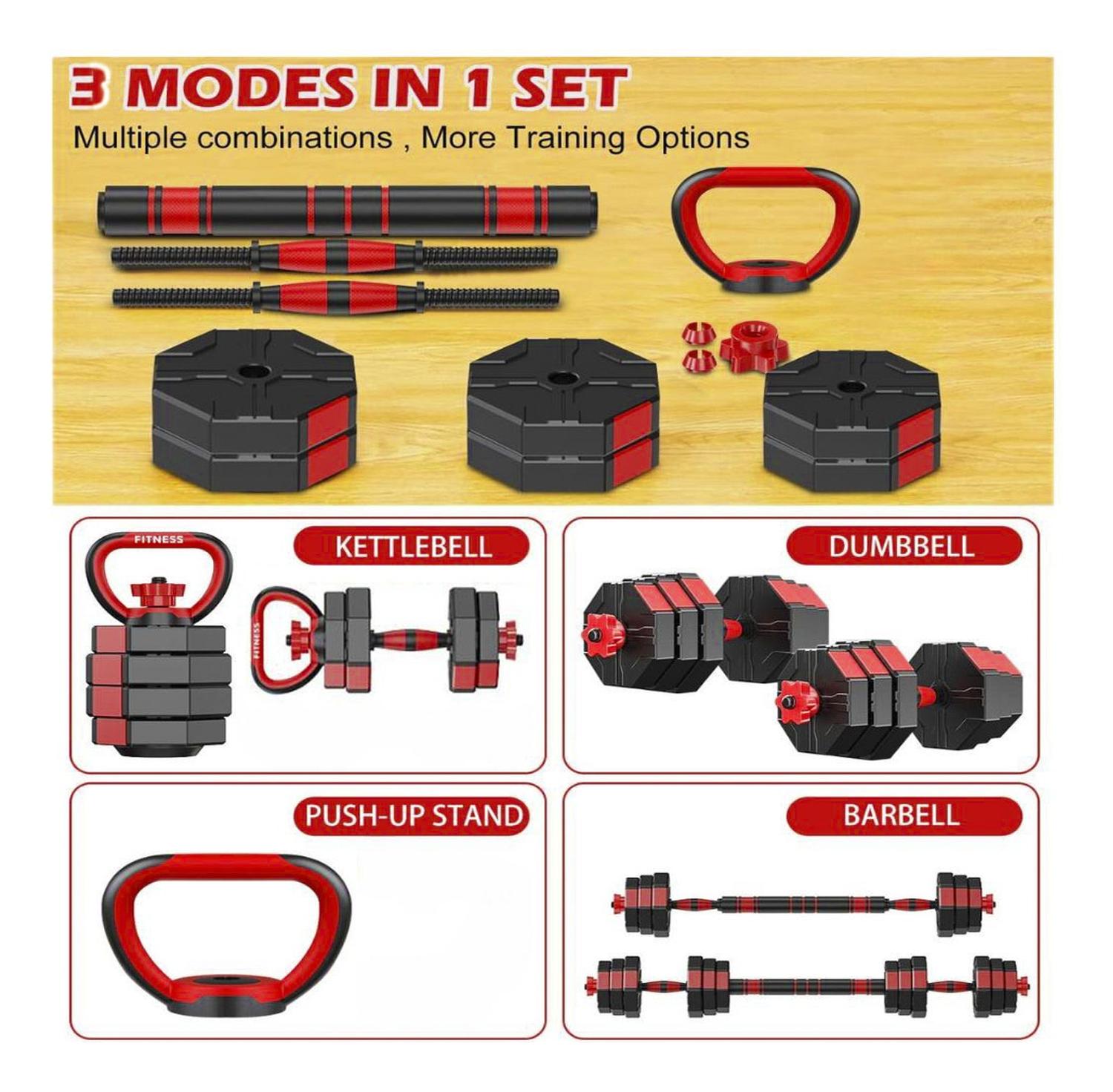 SET MANCUERNAS BARRA RUSA KETTLEBELL AJUSTABLES 40 KG - 2