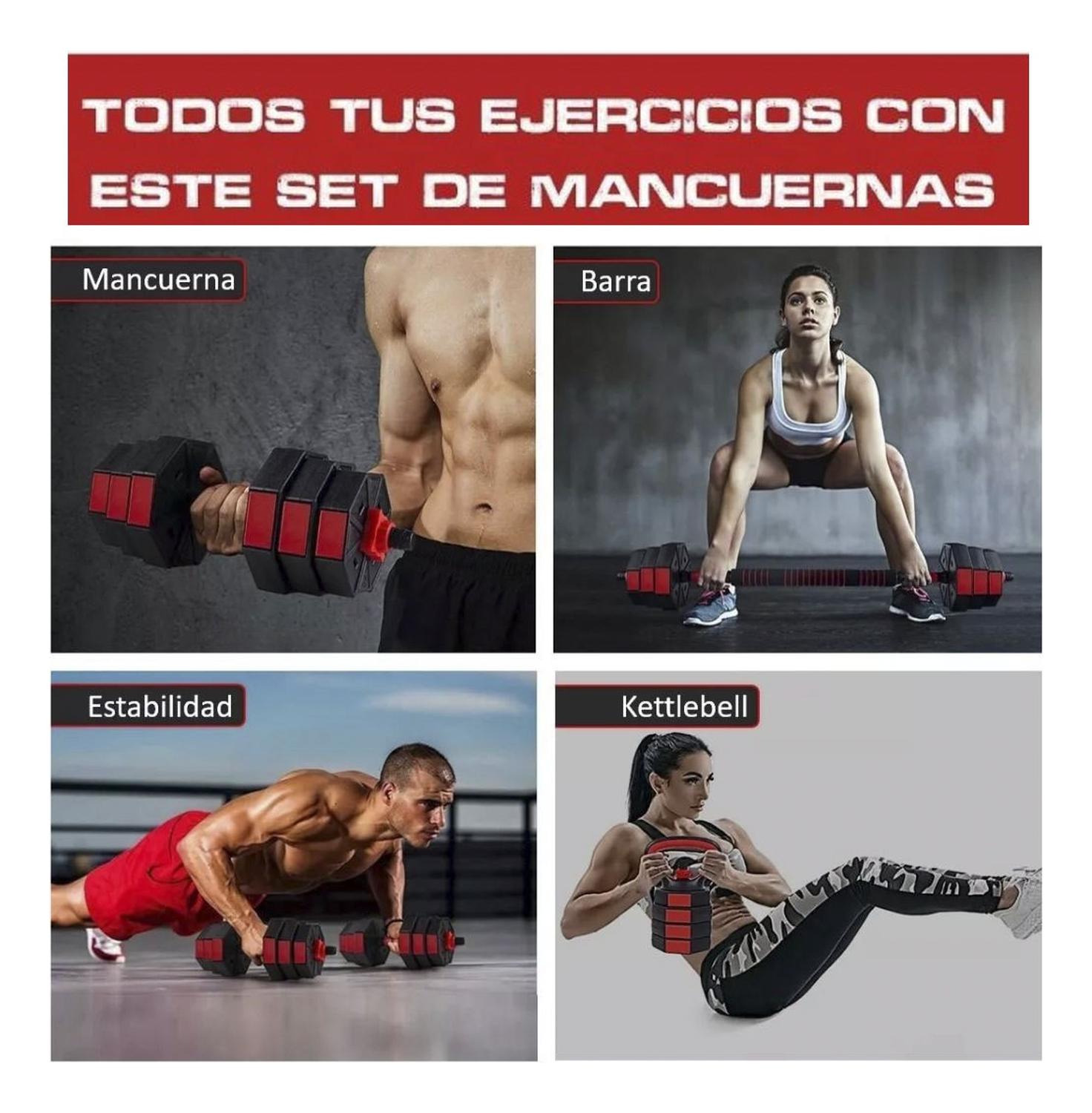 SET MANCUERNAS BARRA RUSA KETTLEBELL AJUSTABLES 40 KG - 4