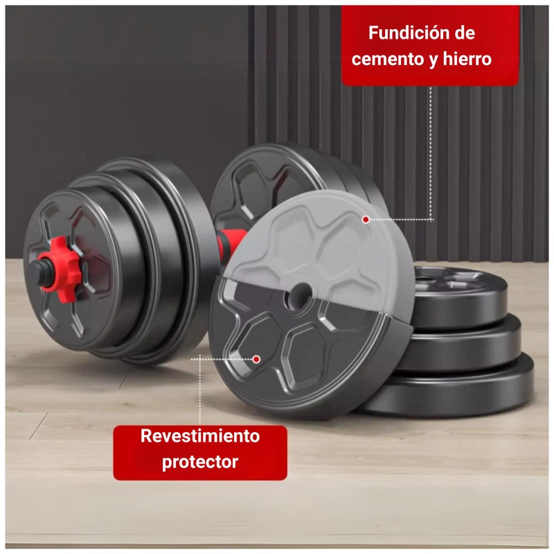 MANCUERNAS 30 KG SET AJUSTABLE A BARRA 3 EN 1 - 5