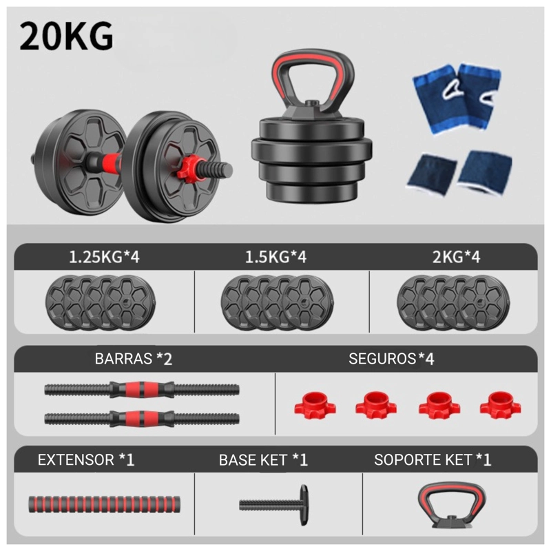 SET MANCUERNAS BARRA AJUSTABLES 20 KG 3 EN 1 - 3
