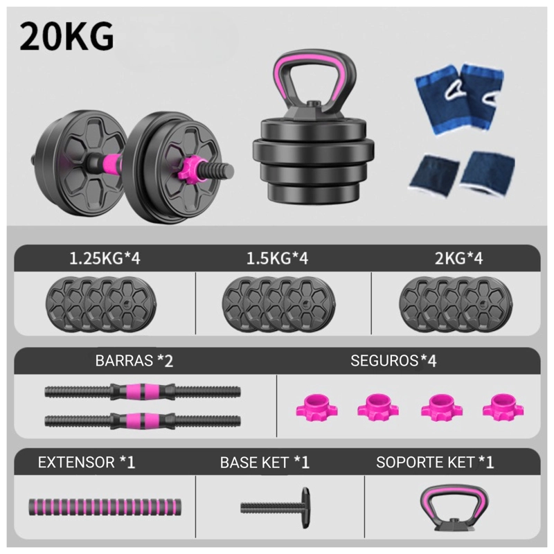 SET MANCUERNAS BARRA AJUSTABLES 20 KG 3 EN 1 - 3