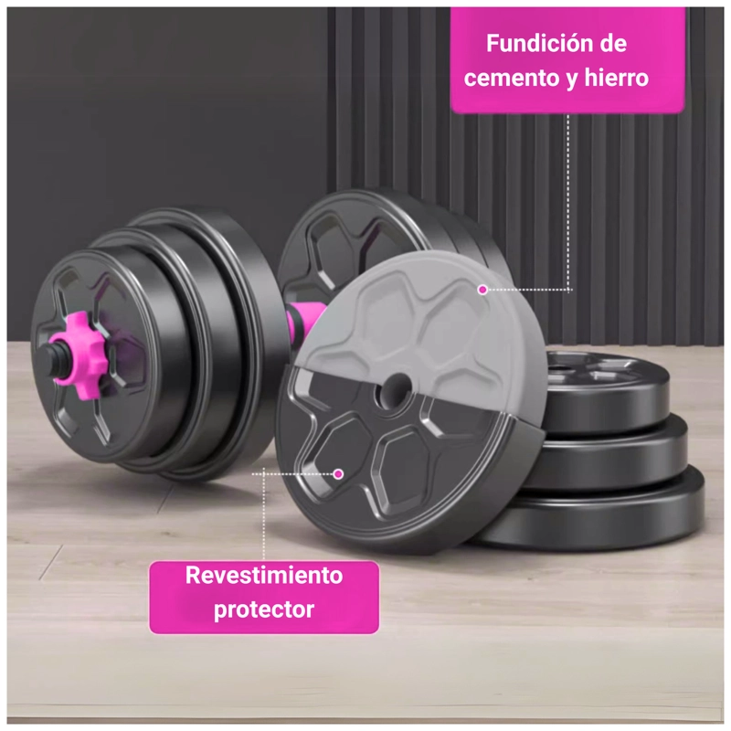 SET MANCUERNAS BARRA AJUSTABLES 20 KG 3 EN 1 - 5