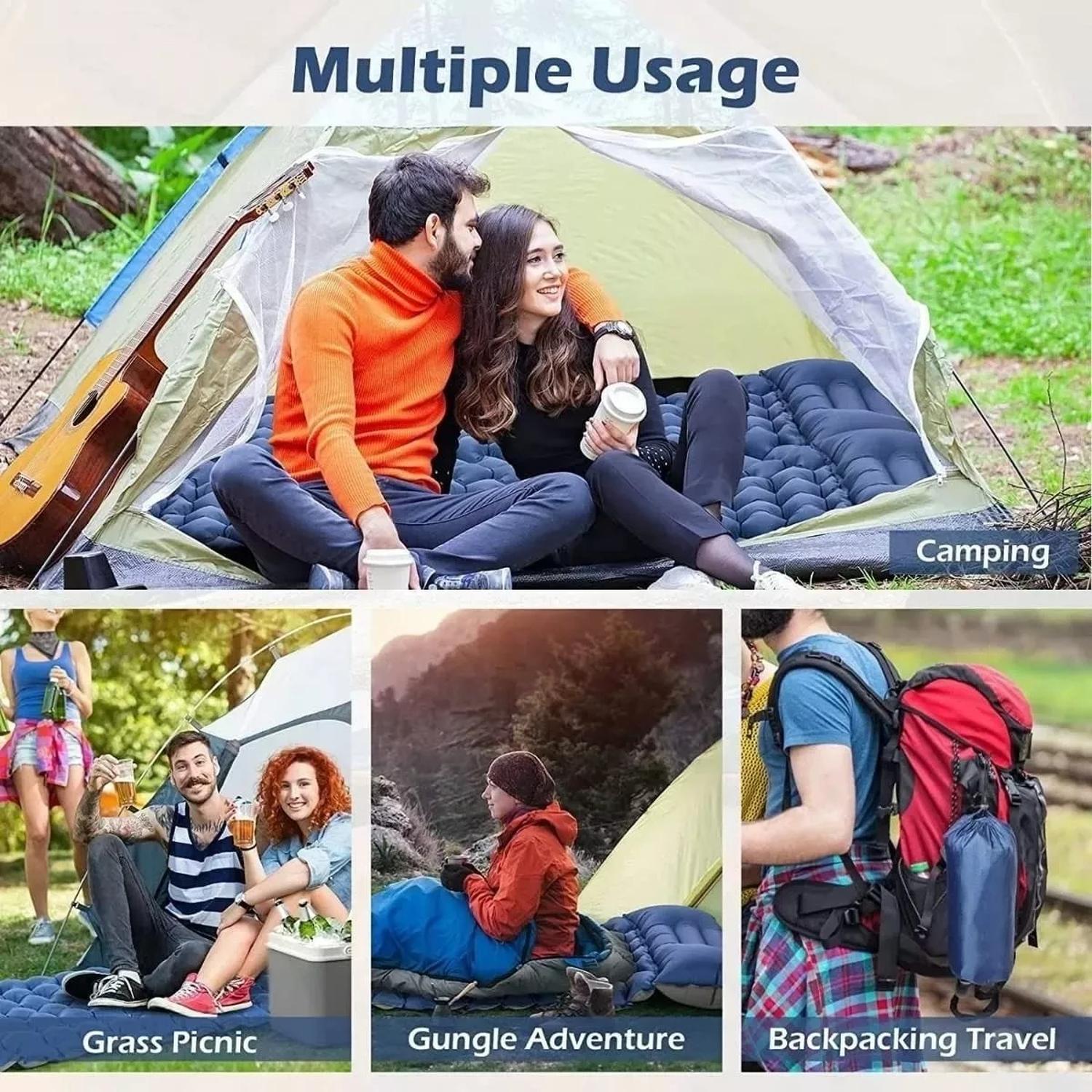 COLCHON INFLABLE PLEGABLE PARA CAMPING OUTDOOR AZUL - 5