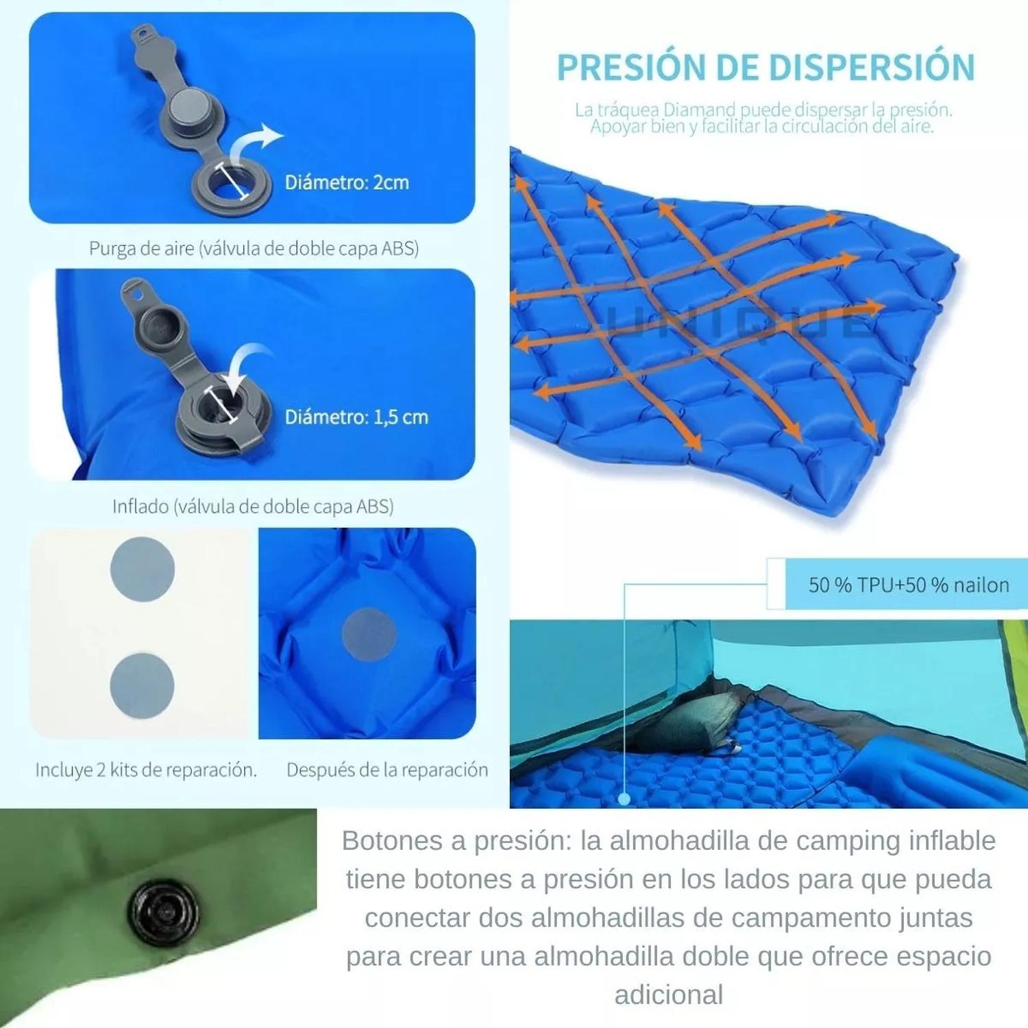 COLCHON INFLABLE PLEGABLE PARA CAMPING OUTDOOR AZUL - 7