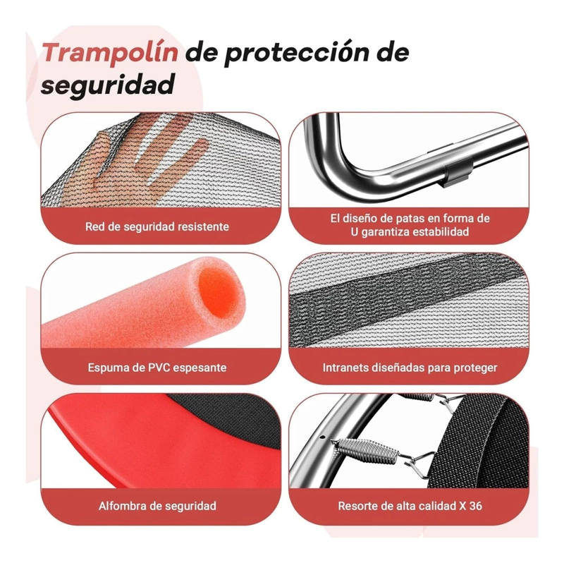 CAMA ELASTICA ROJA 150CM CON BARRA + JUGUETES YEP HOME - 5