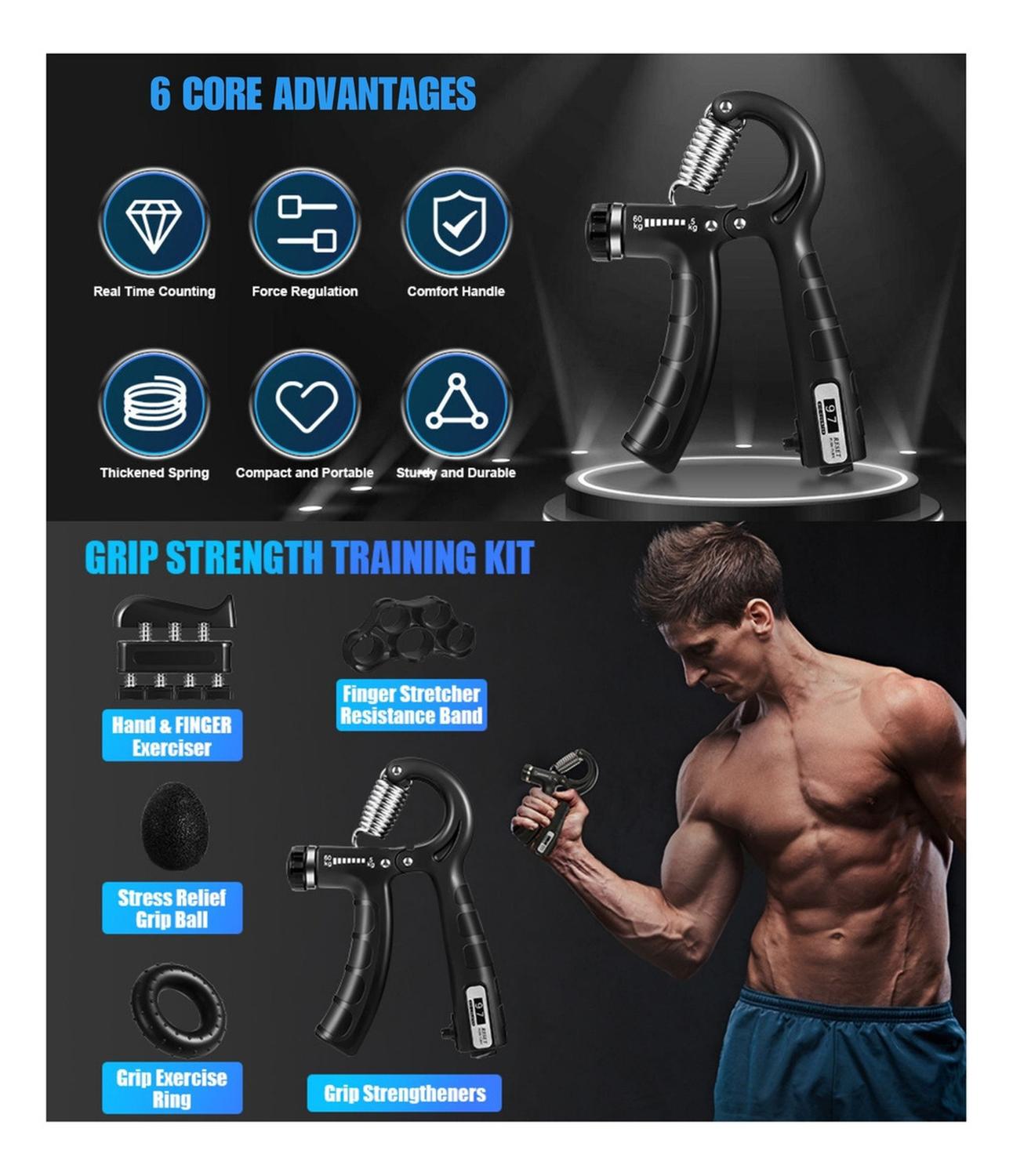 SET HAND GRIP 5-60 KG MANOS DEDOS ANTEBRAZO YEPSPORT - 5