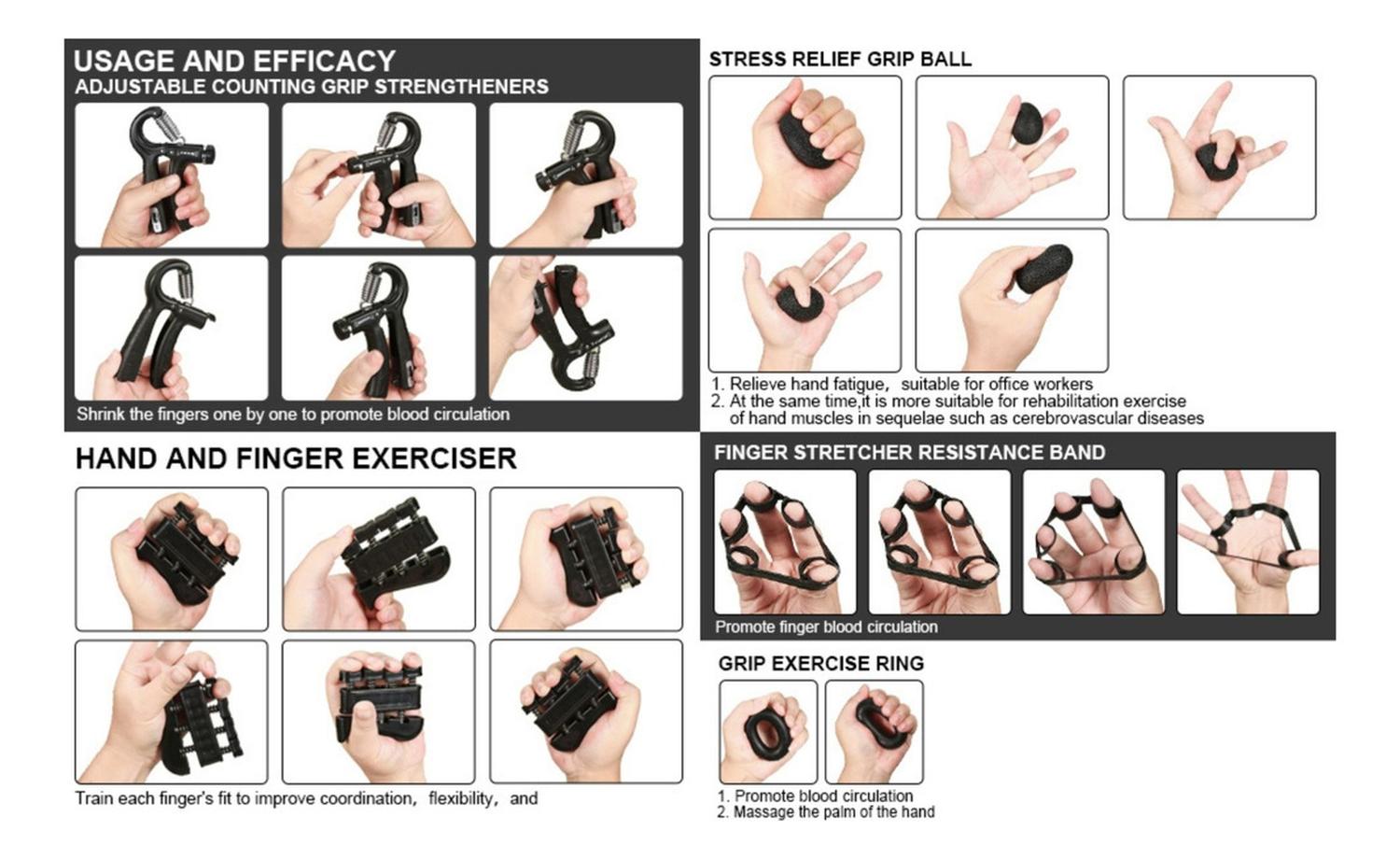 SET HAND GRIP 5-60 KG MANOS DEDOS ANTEBRAZO YEPSPORT - 6