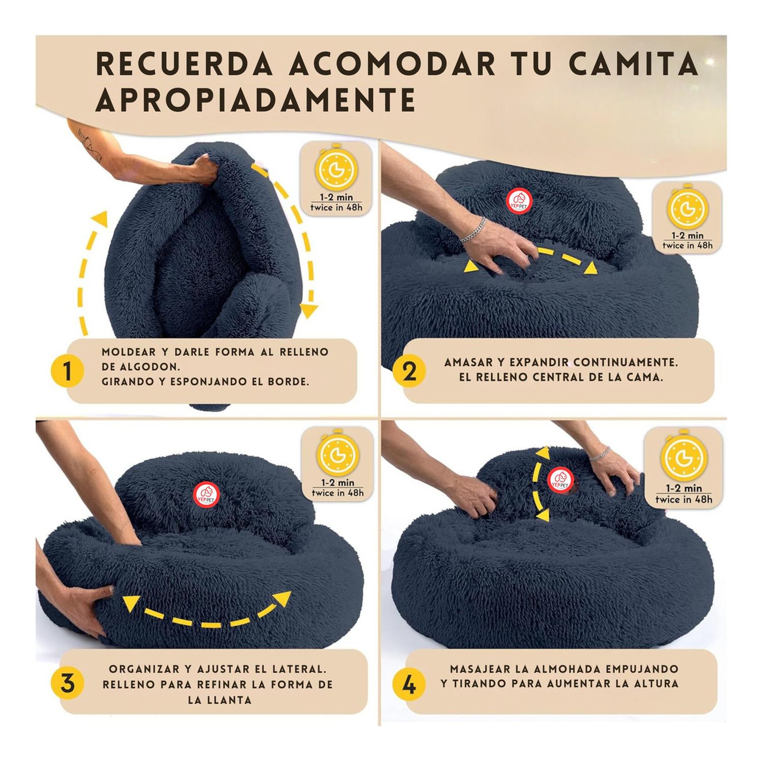 CAMA PERROS YEP GRANDE PET L ANTIESTRÉS Y RONQUIDO DONA - 5