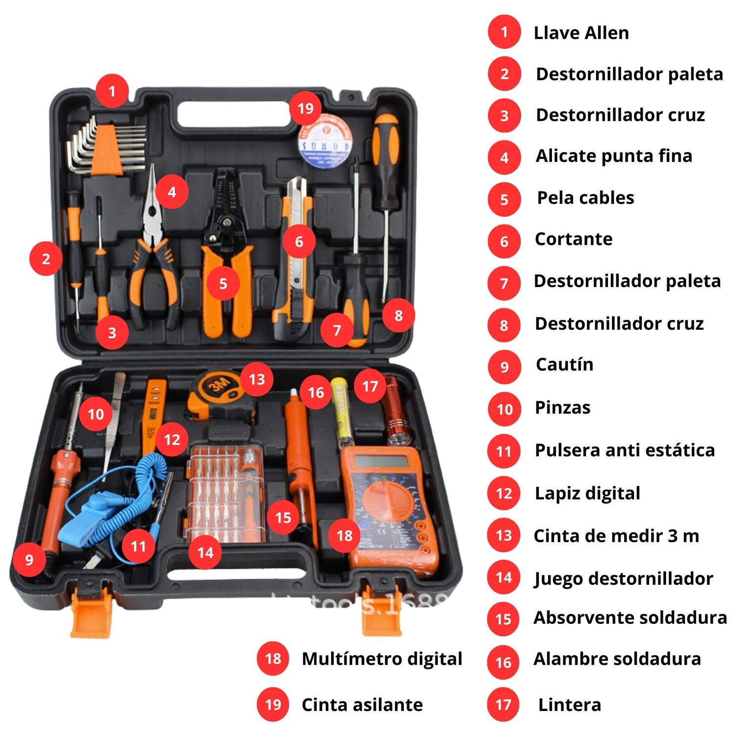 SET 31 PIEZAS HERRAMIENTAS ELECTRICISTA YEP + MALETÍN PORTÁTIL - 2