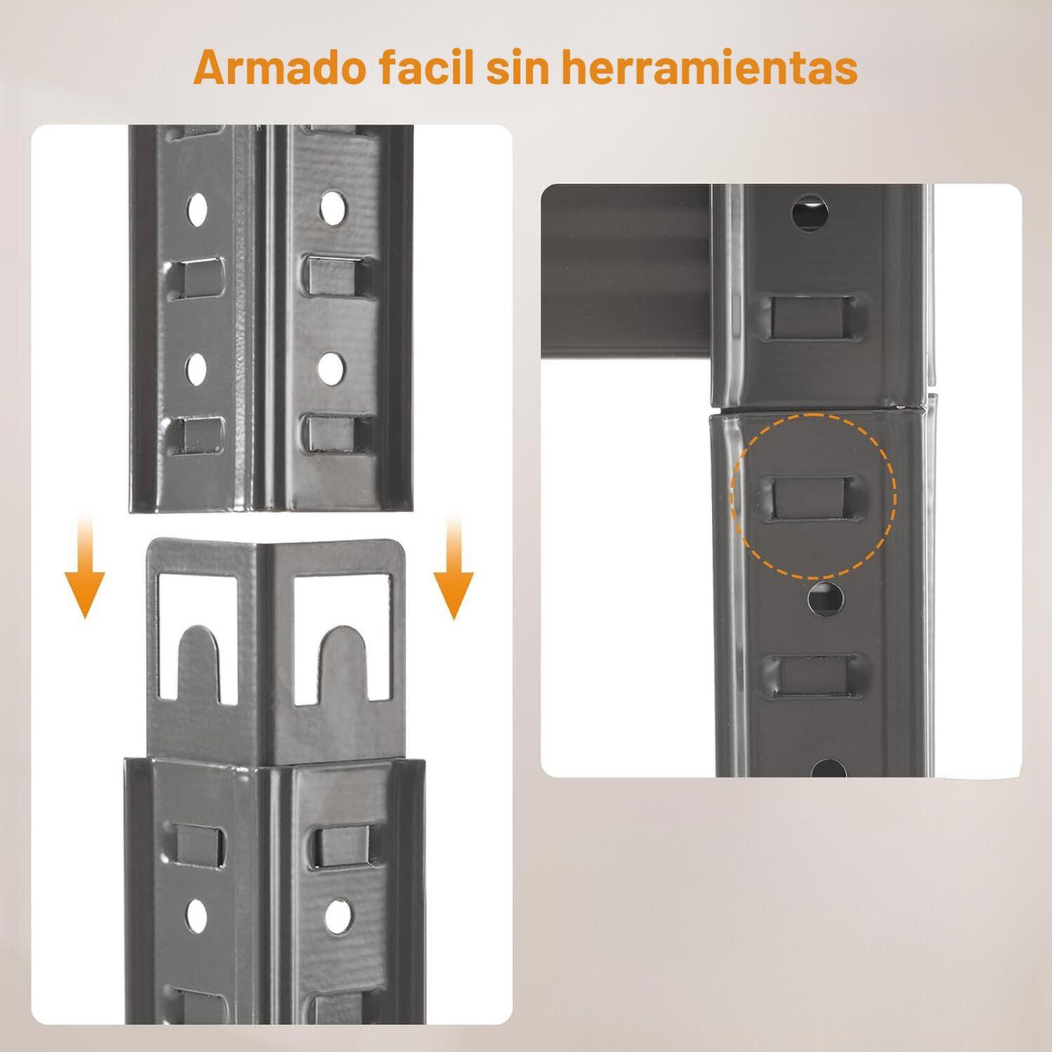 ESTANTE METALICO ARMABLE 180X90X40 ARMADO FACIL SIN PERNOS - 4