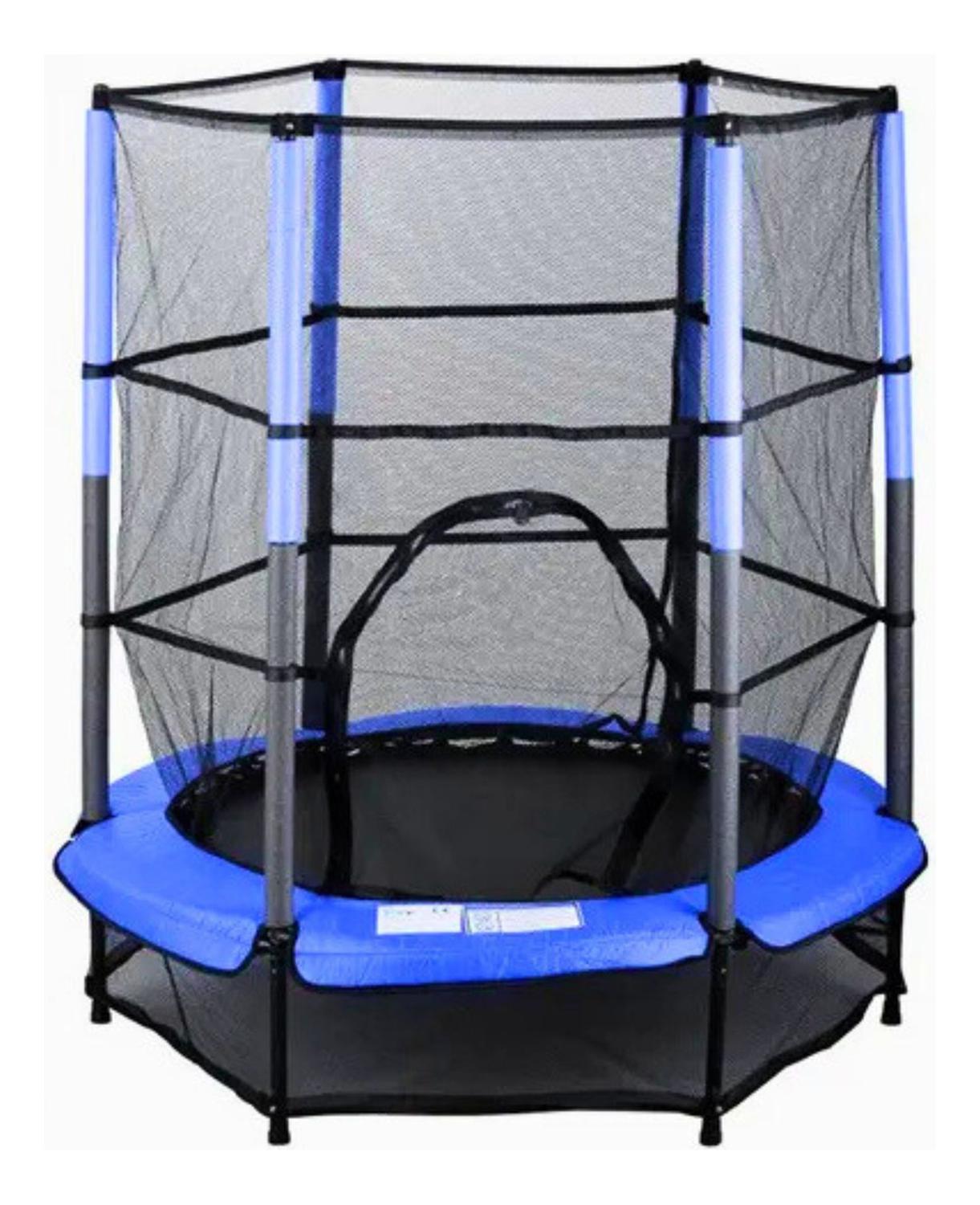 CAMA ELASTICA SALTARINA TRAMPOLIN PARA NIÑOS 1.4M CON MALLA AZUL - PLATEADO - 1