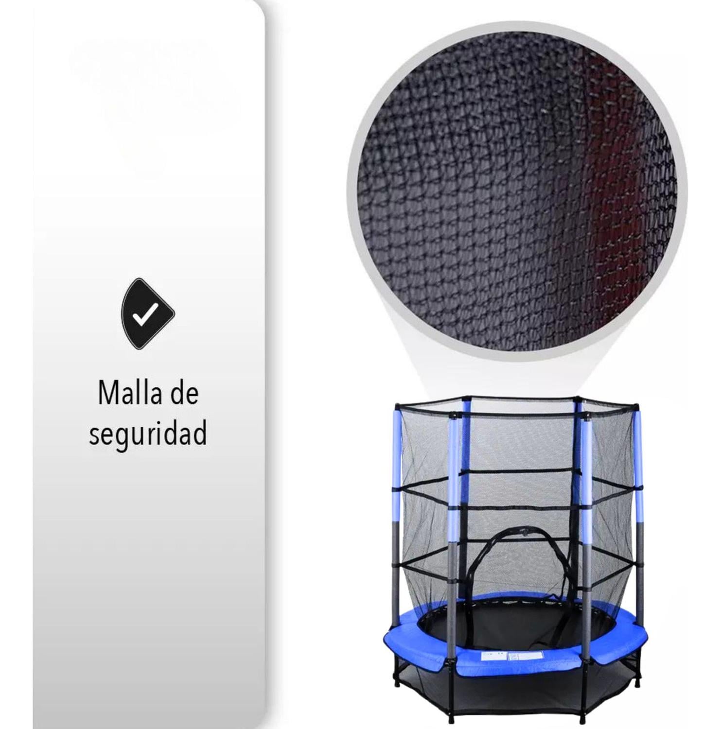 CAMA ELASTICA SALTARINA TRAMPOLIN PARA NIÑOS 1.4M CON MALLA AZUL - PLATEADO - 3