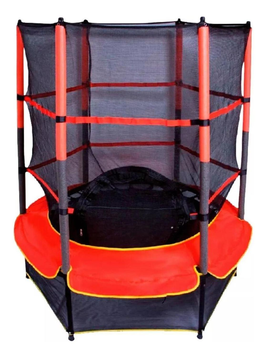 CAMA ELASTICA SALTARINA TRAMPOLIN PARA NIÑOS 1.4M CON MALLA ROJO - PLATEADO - 1