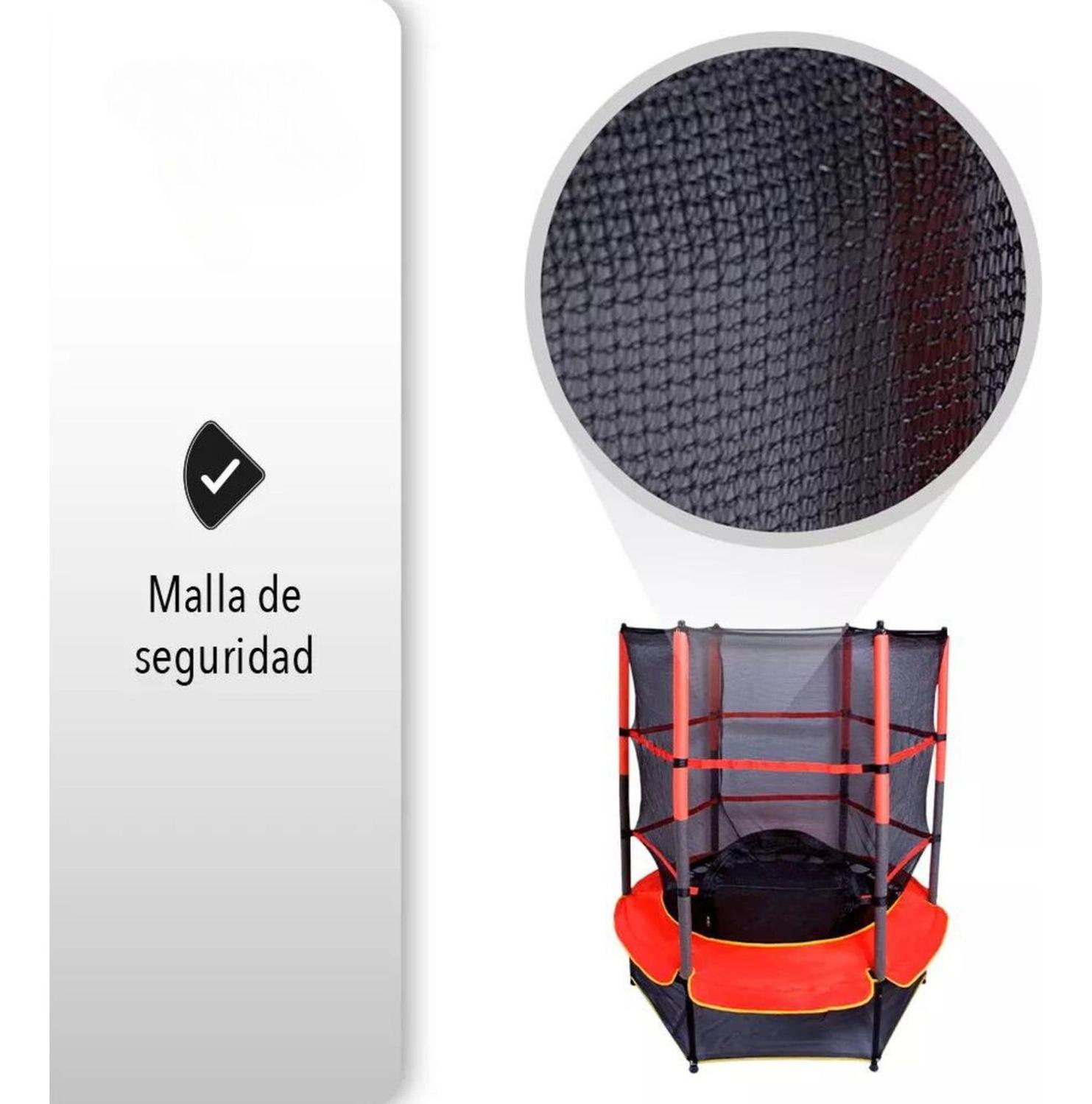 CAMA ELASTICA SALTARINA TRAMPOLIN PARA NIÑOS 1.4M CON MALLA ROJO - PLATEADO - 3