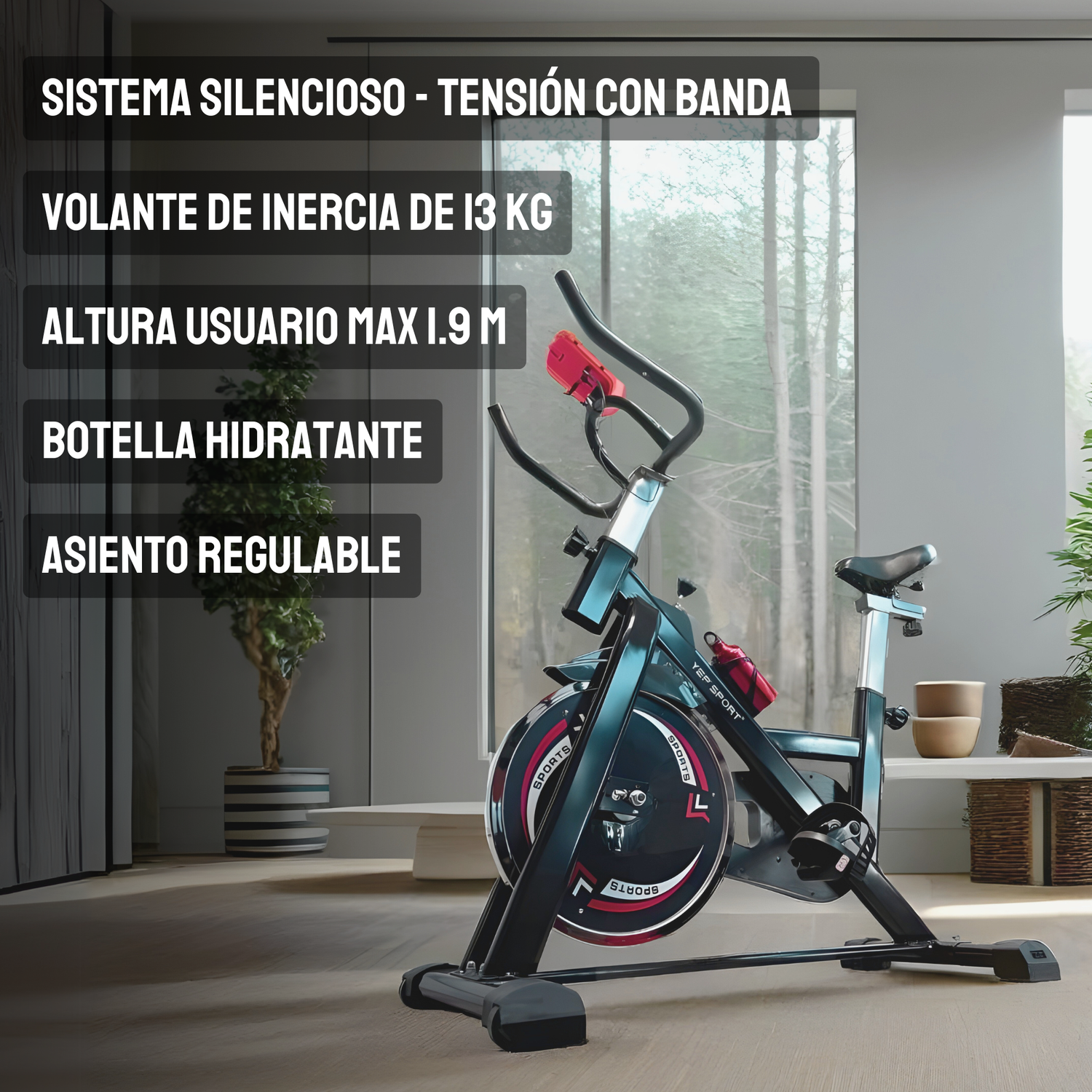 BICICLETA SPINNING RUEDA INERCIA 13 KG YEP1054 - 5