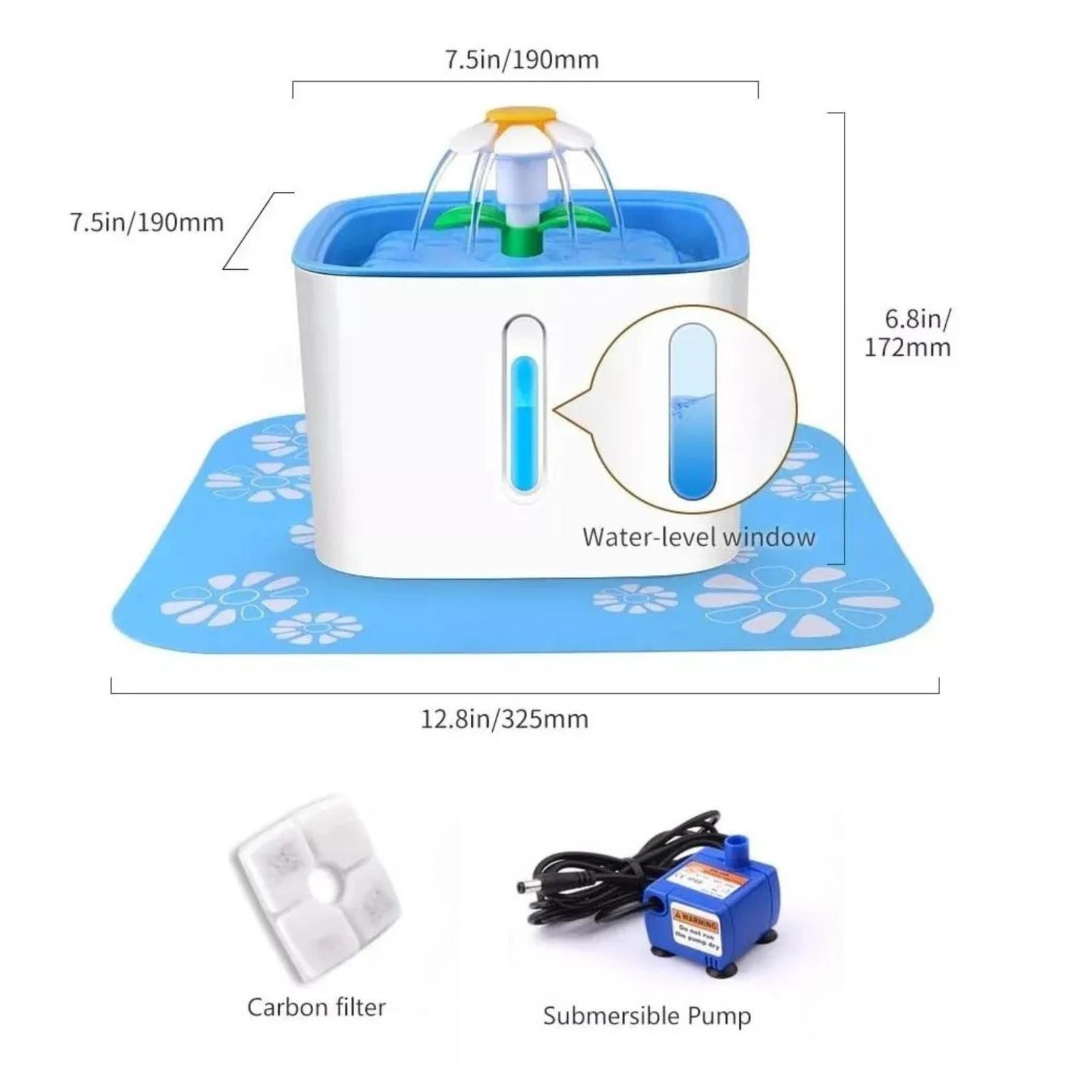 FUENTE BEBEDERO MASCOTAS 2.5 L CON LUZ NIVEL - 6